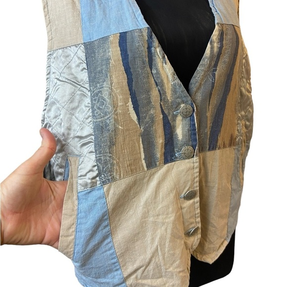 Vintage Active Stuff Cotton Semi Denim Patchwork Vest - Picture 7 of 16